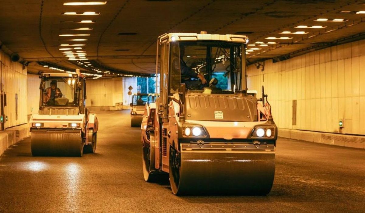 В Волоколамском тоннеле Москвы завершили обновление асфальтового покрытия